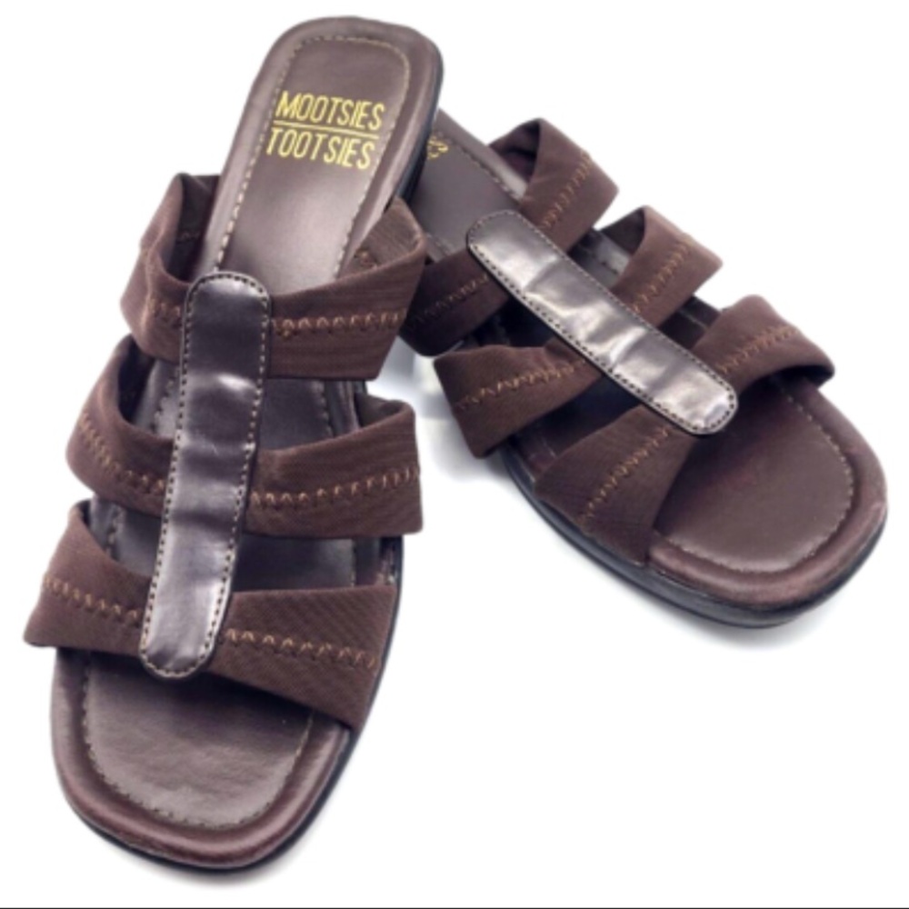 🌷Mootsies Tootsies Chocolate Brown Fabric Slip On Sandals 8M 3/$30
